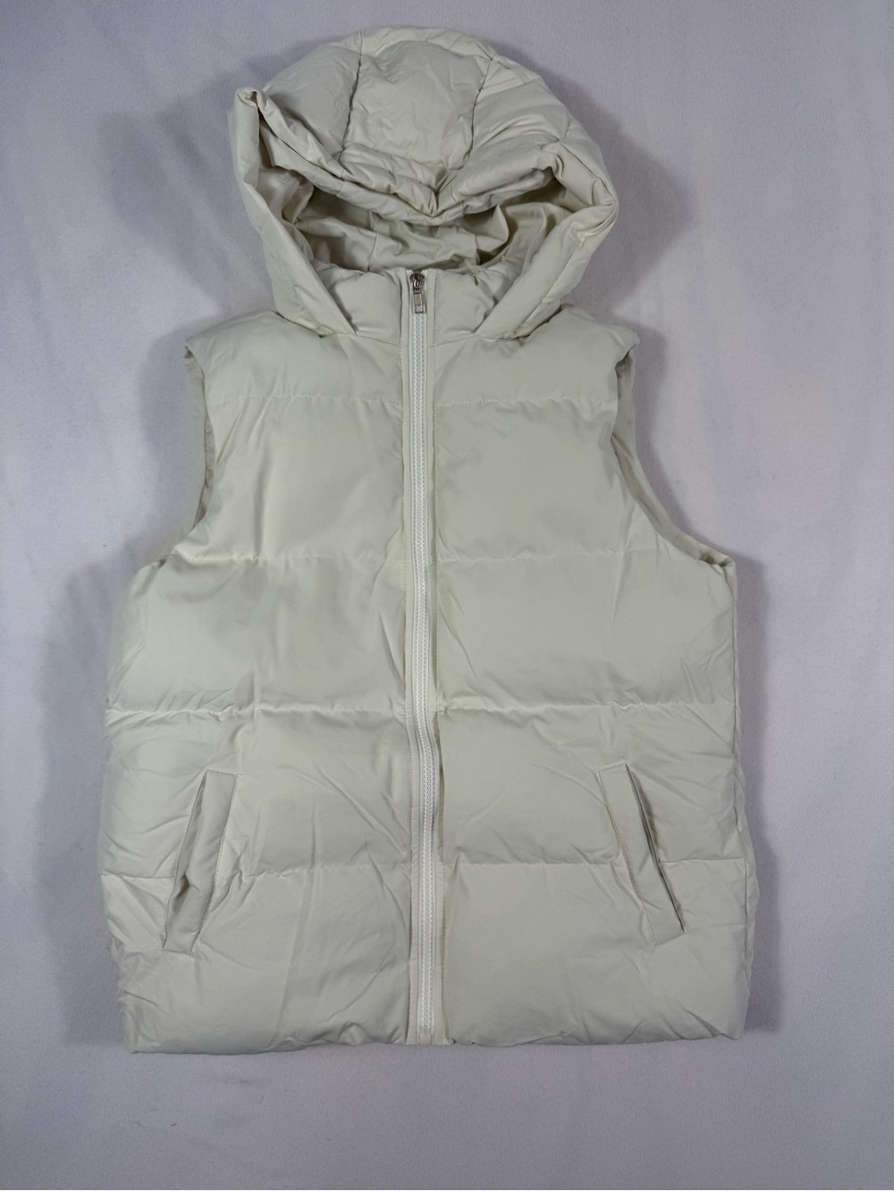 Women's Hooded Puffer Vest - Cream